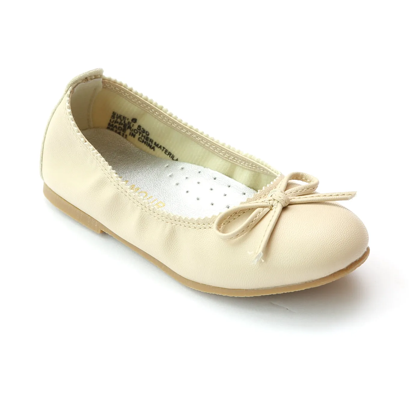 FINAL SALE - L'Amour Girls Tonal Bow Elastic Ballet Flat