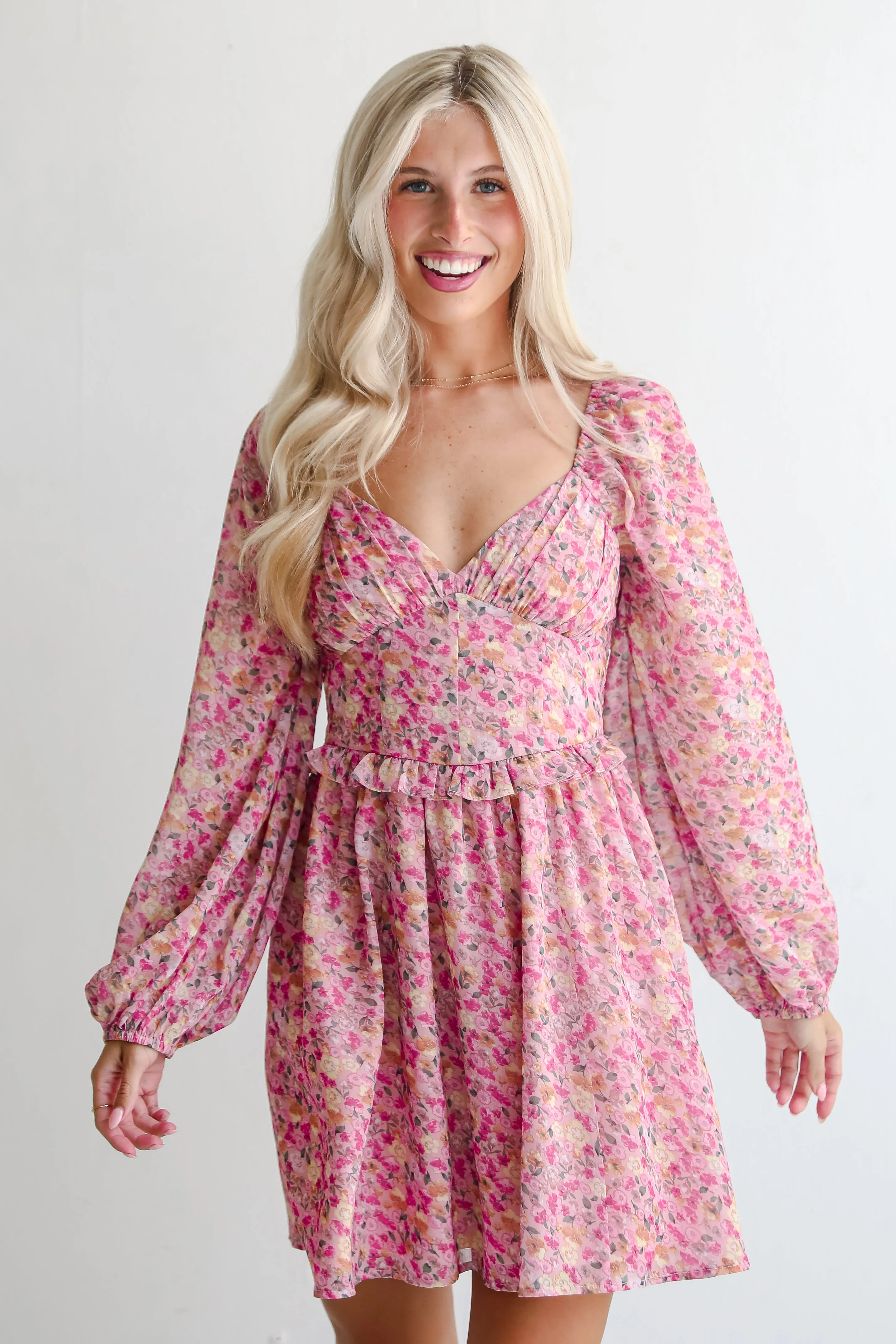 FINAL SALE - Posh Option Blush Floral Mini Dress