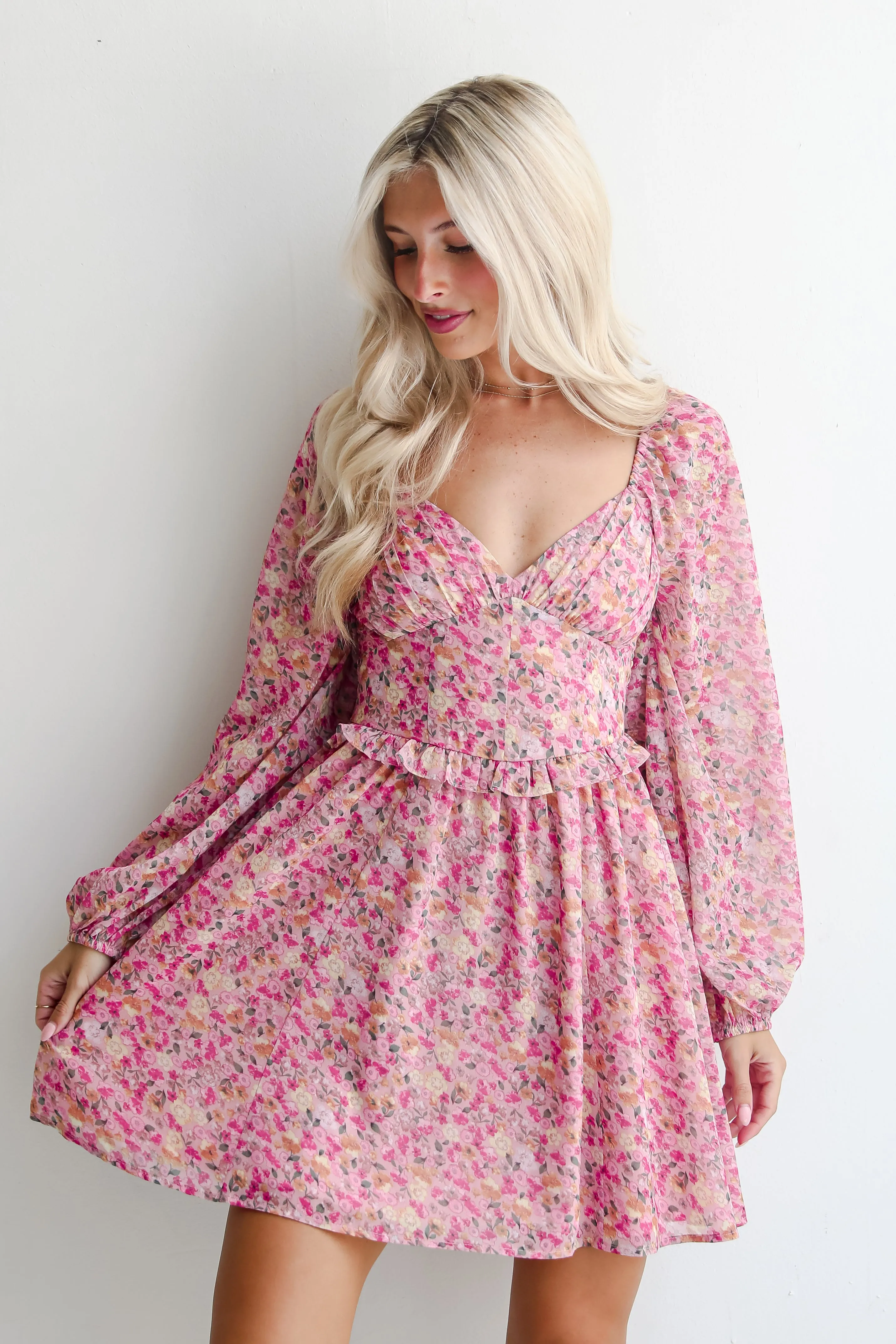 FINAL SALE - Posh Option Blush Floral Mini Dress