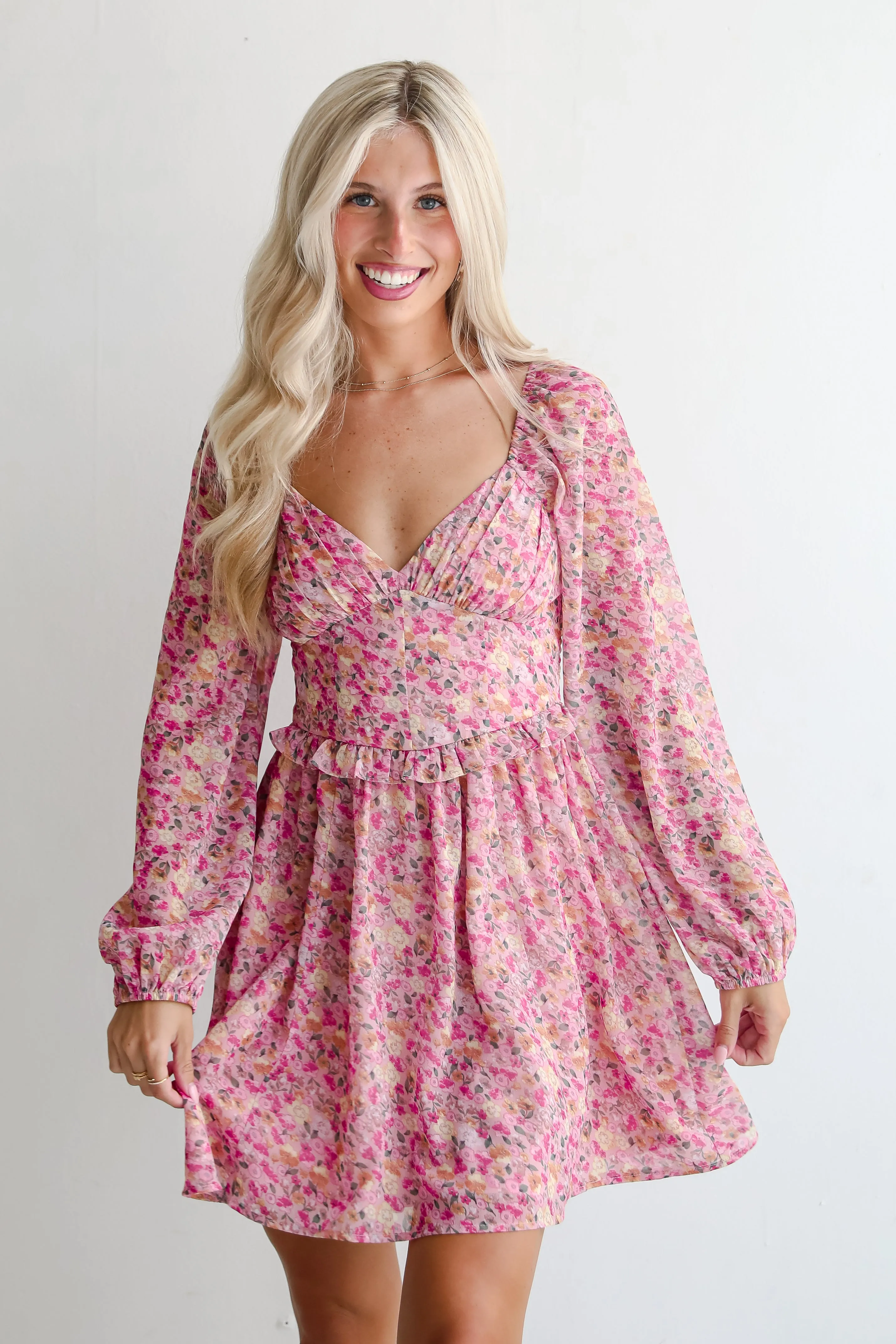 FINAL SALE - Posh Option Blush Floral Mini Dress