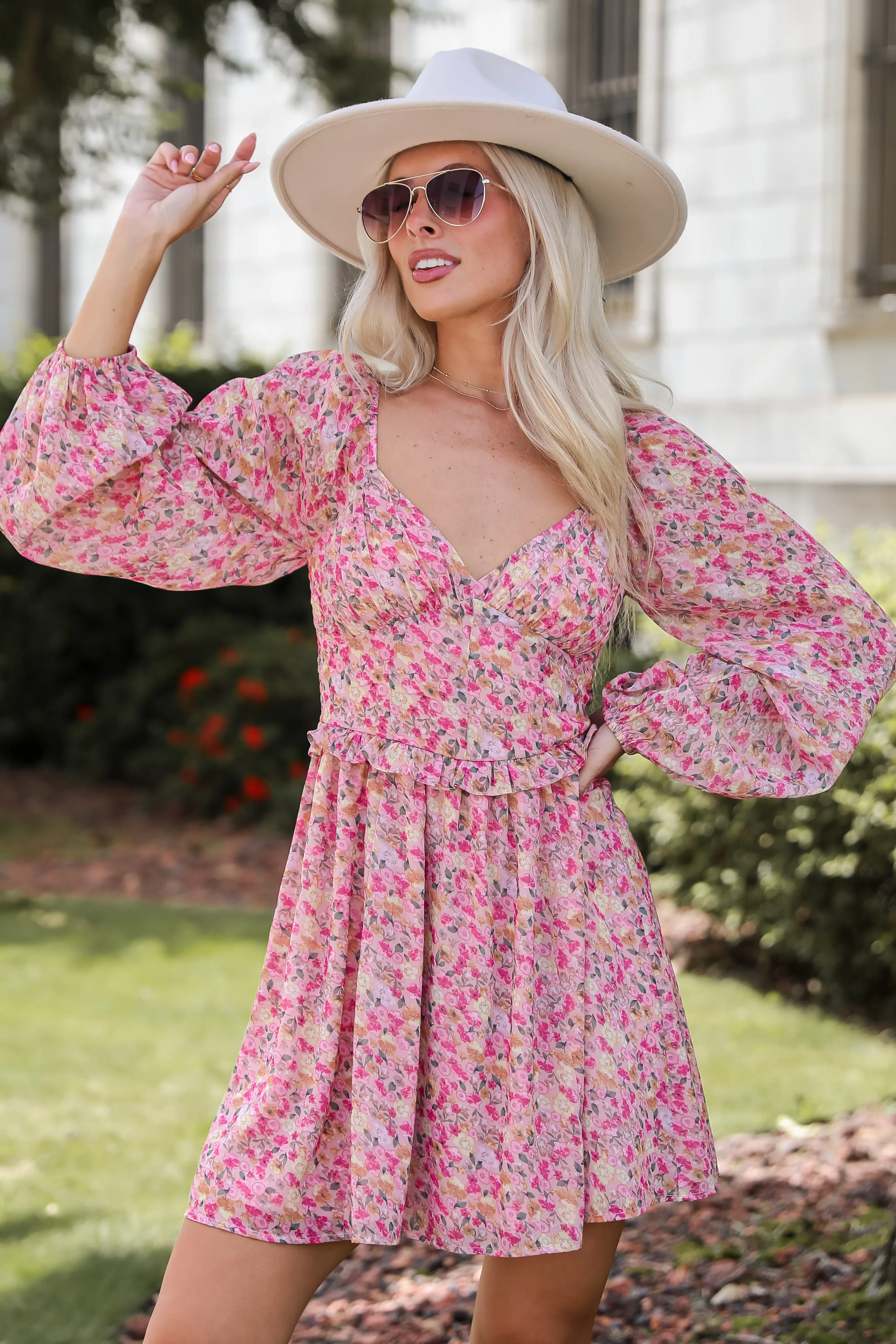 FINAL SALE - Posh Option Blush Floral Mini Dress