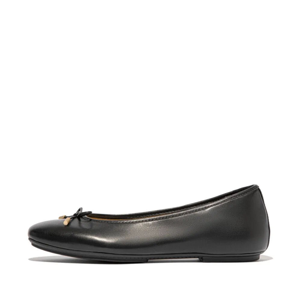 Fitflop Delicato Bow Soft Leather Ballet Flats Black