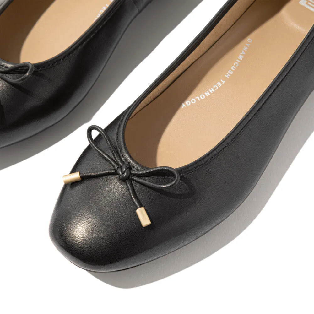 Fitflop Delicato Bow Soft Leather Ballet Flats Black