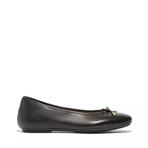 FitFlop Women's Delicato Bow Soft Leather Ballerinas Ballet Flat, Black