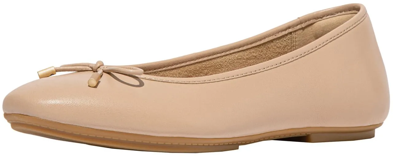 FitFlop Women's Delicato Bow Soft Leather Ballerinas Ballet Flat, Classic Beige