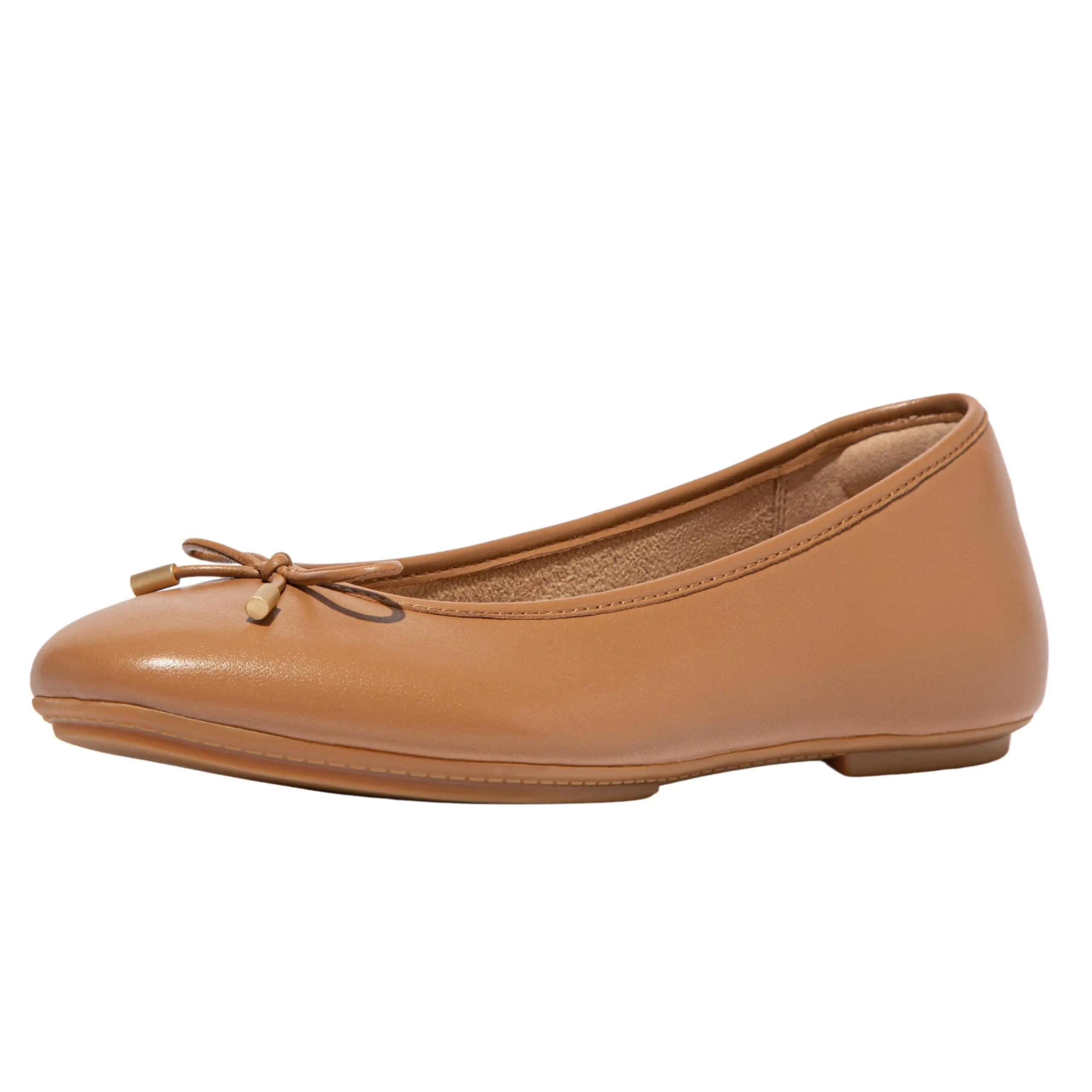 FitFlop Women's Delicato Bow Soft Leather Ballerinas Ballet Flat, Desert Tan