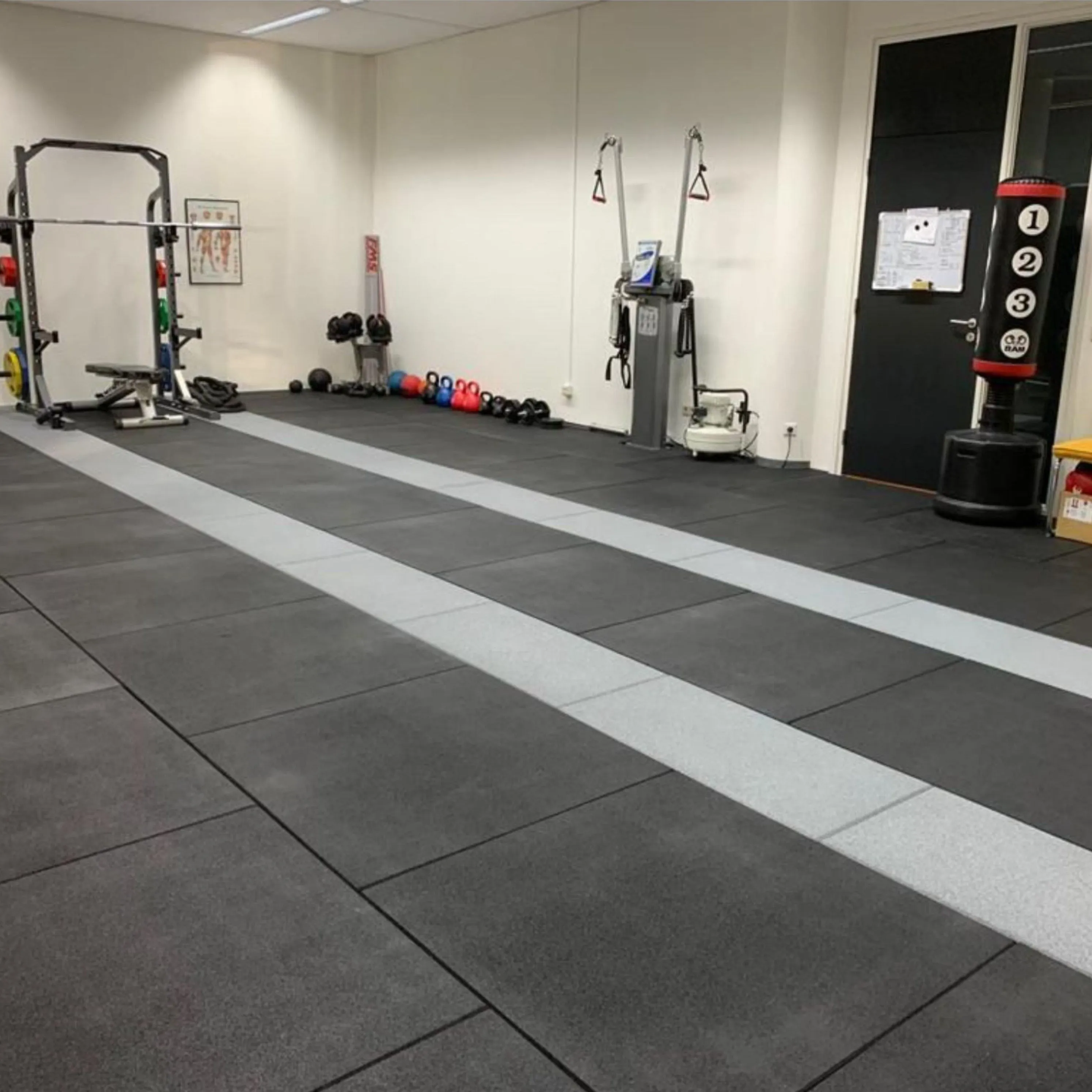 Flatline Pro Black Rubber Gym Flooring 1m x 1m x 30mm Cannons UK