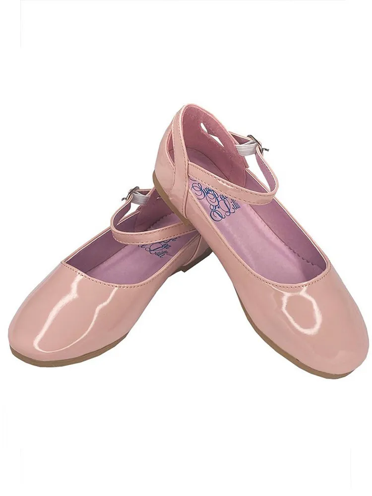 Girls Pink Patent Ankle Strap Elsa Flat Dress Shoes 9 Toddler-5 Kids