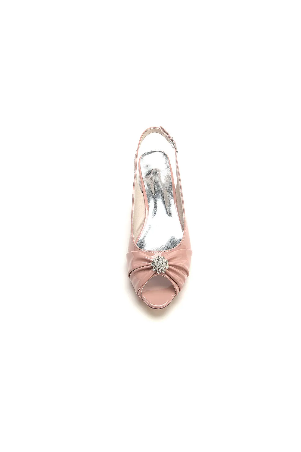 Glossy Fishmouth Sandals with Silver Metal Accents