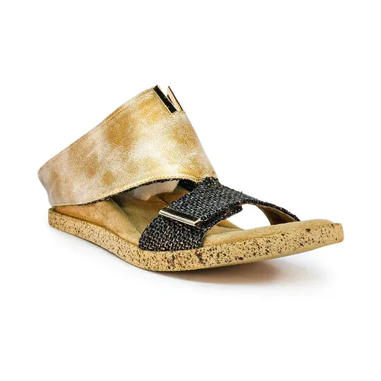 Gold Trim Cut Out Reversible Sandals