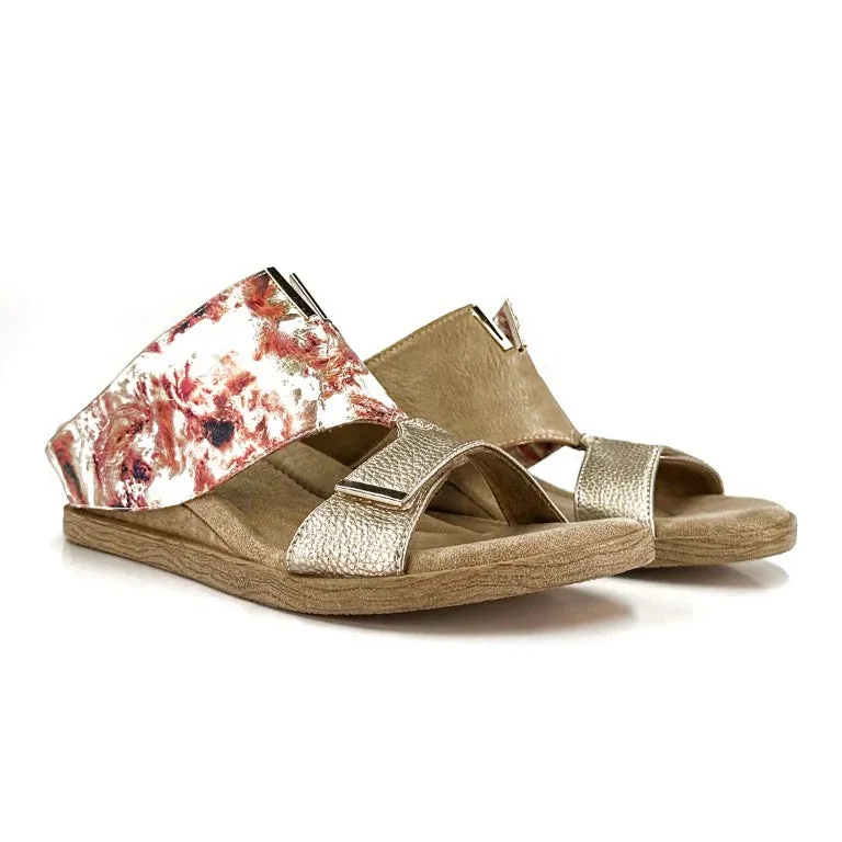 Gold Trim Cut Out Reversible Sandals