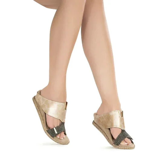 Gold Trim Cut Out Reversible Sandals