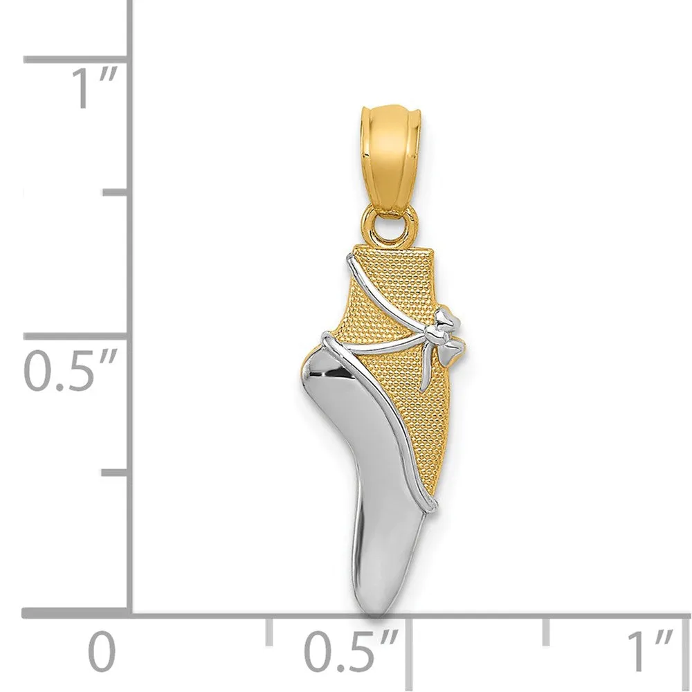 Gold with Rhodium Ballet Shoe Pendant