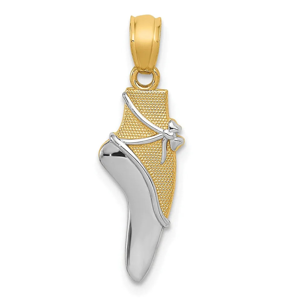 Gold with Rhodium Ballet Shoe Pendant