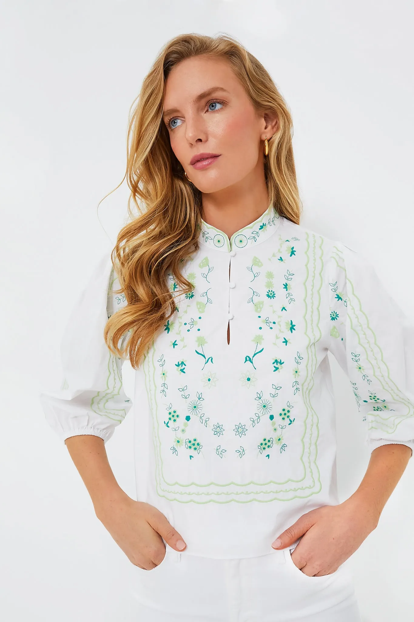 Green Embroidery Erin Blouse