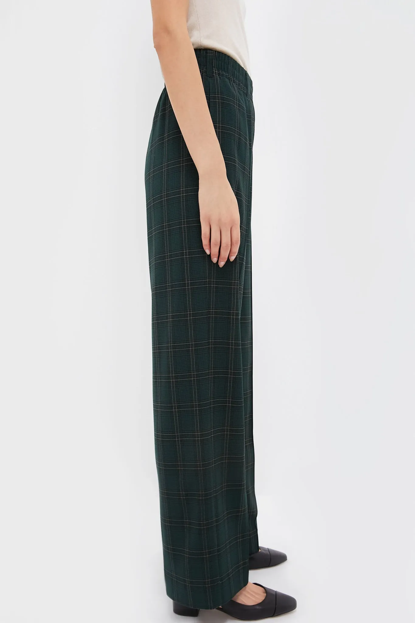 Green Plaid Straight Leg Louis Pants