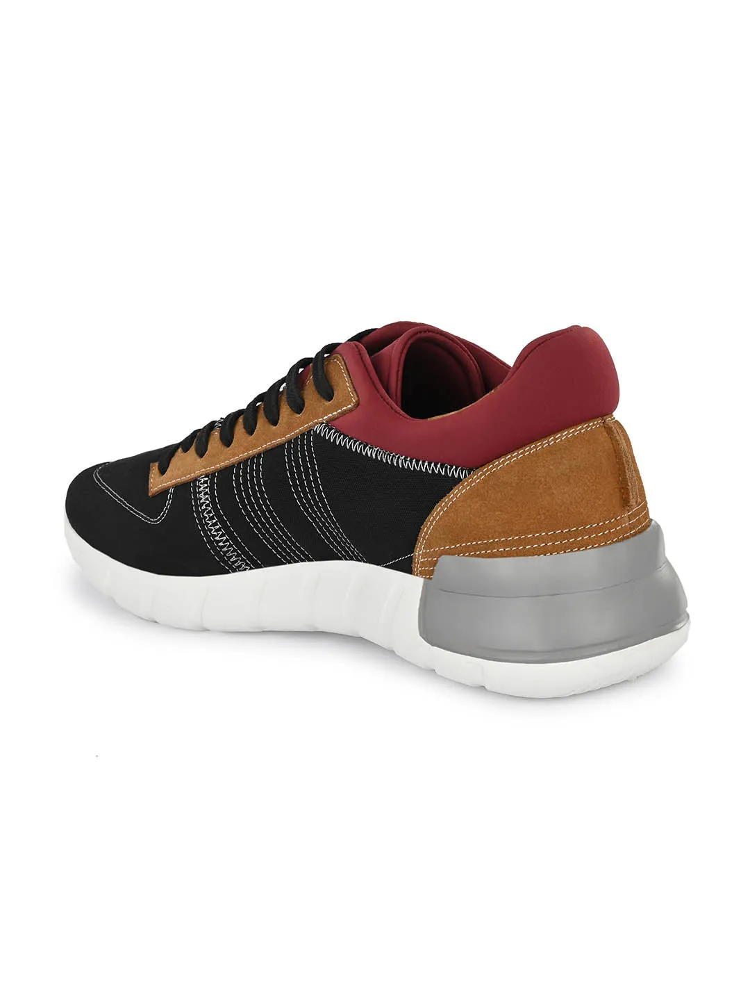 Hitz Men's Black Lace-up Casual Sport Shoes