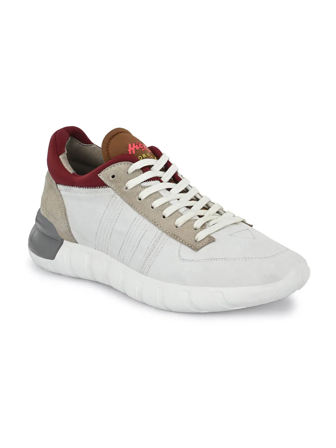 Hitz Men's White Lace-up Casual Sport Shoes