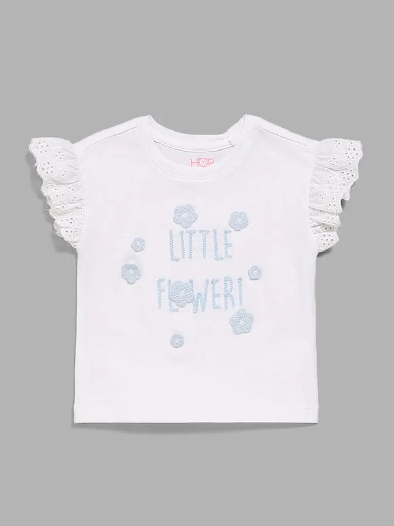 HOP Baby White Embroidered T-Shirt