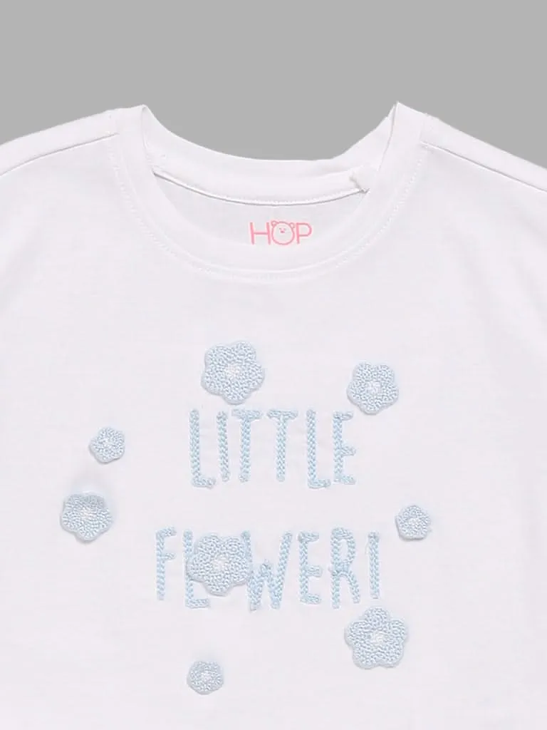 HOP Baby White Embroidered T-Shirt