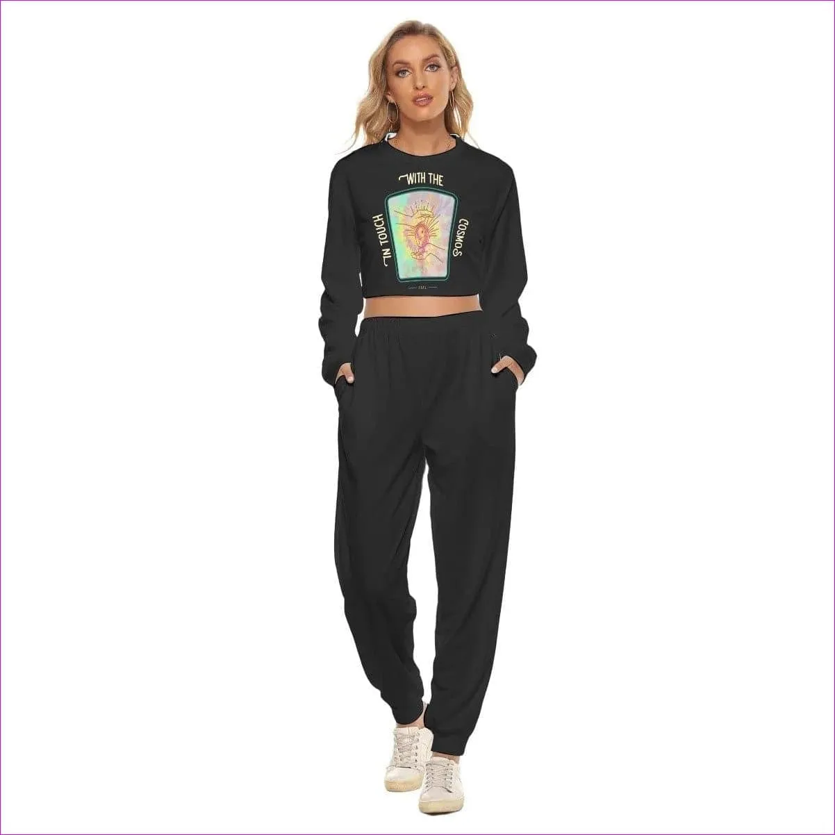 In Touch Womens Crop Sweatshirt Set