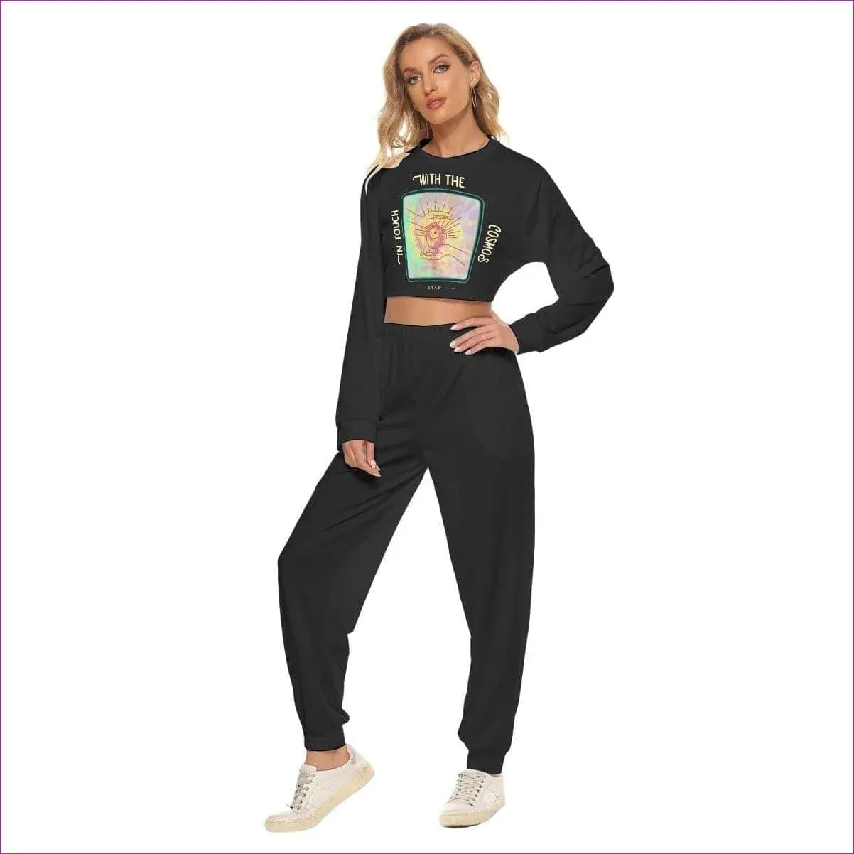 In Touch Womens Crop Sweatshirt Set