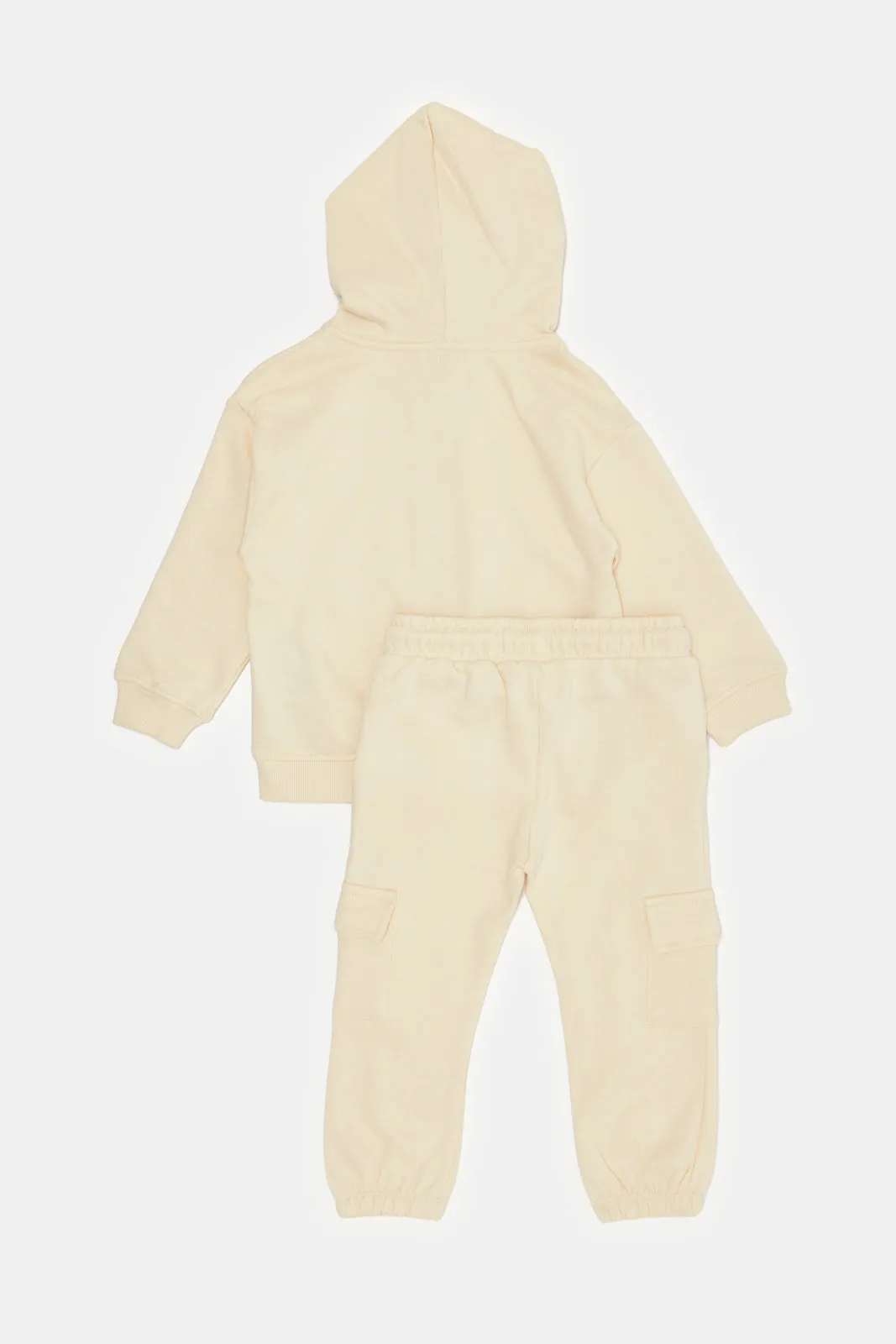 Infant Boys Cream Hooded Jogging Suit (2 Piece)