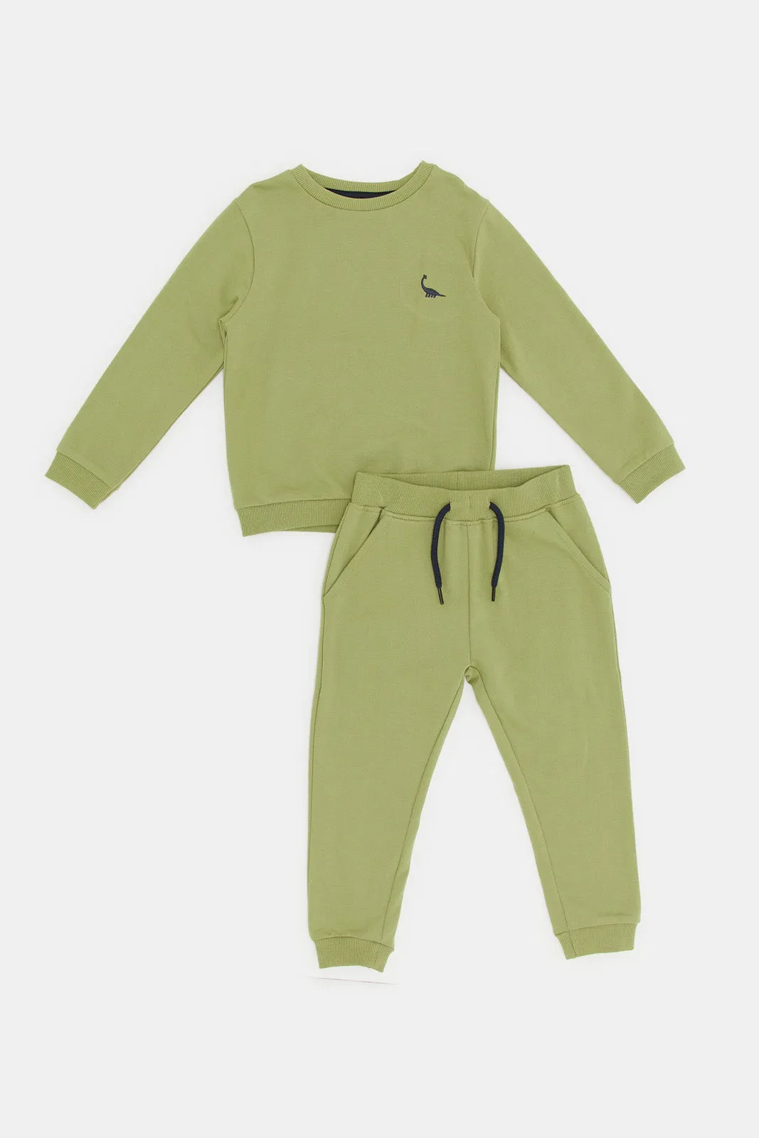 Infant Boys Green Printed Jogging Suit (2 Piece)