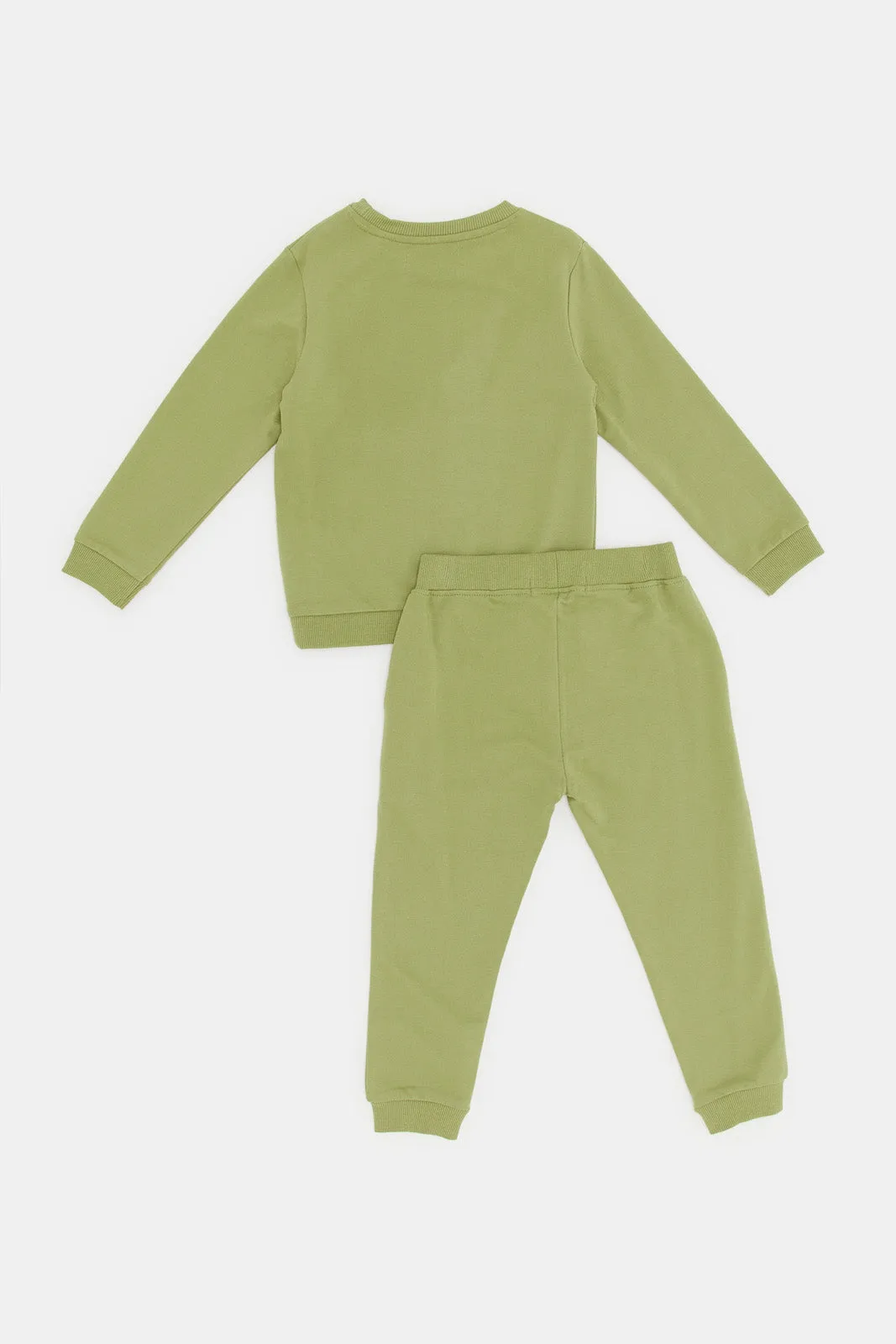 Infant Boys Green Printed Jogging Suit (2 Piece)