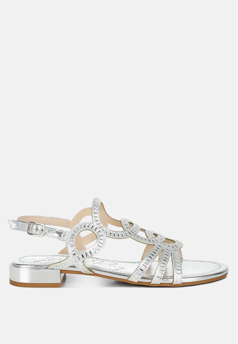 Jisters Cut Out Detail Rhinestone Flat Sandals