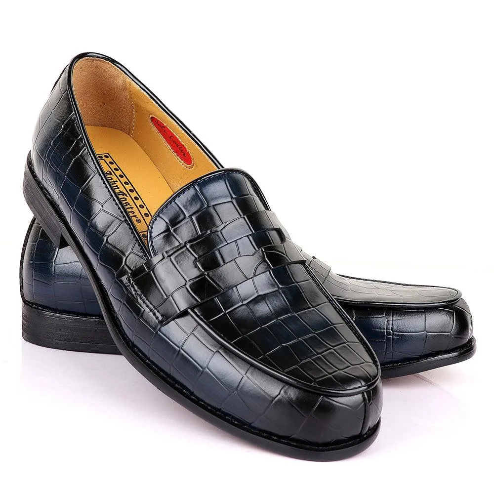 John Foster Croc Blue And Black Leather Shoe