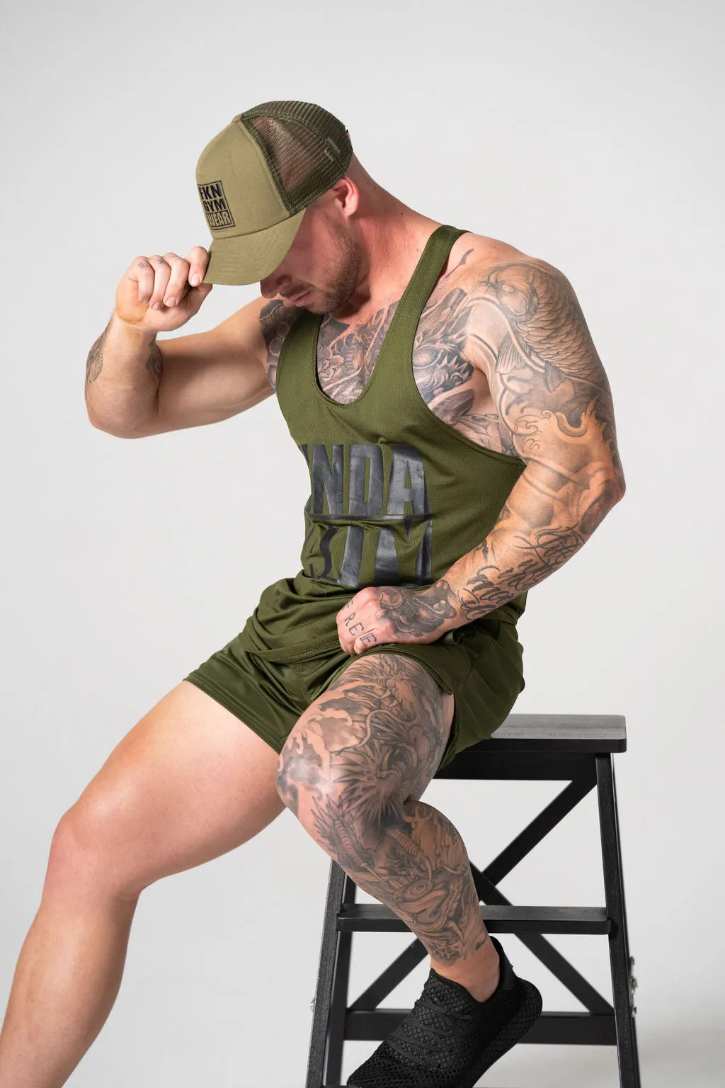 Kinda Natty | Men's Gym Stringer | Khaki