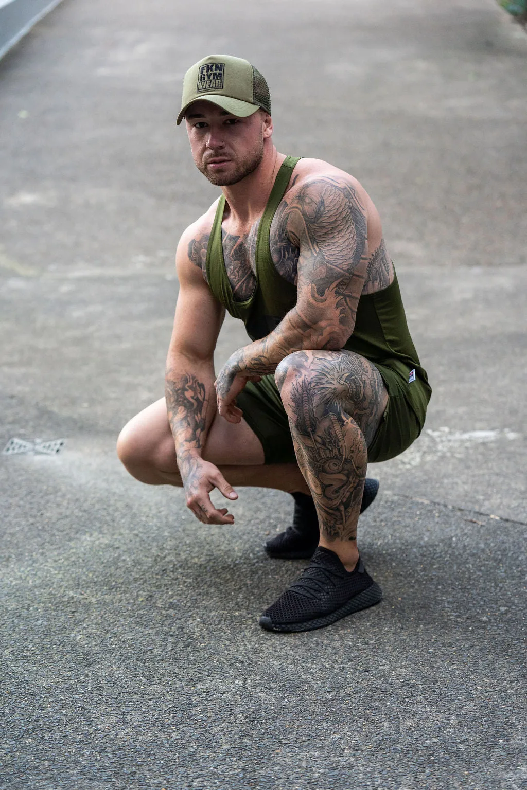 Kinda Natty | Men's Gym Stringer | Khaki