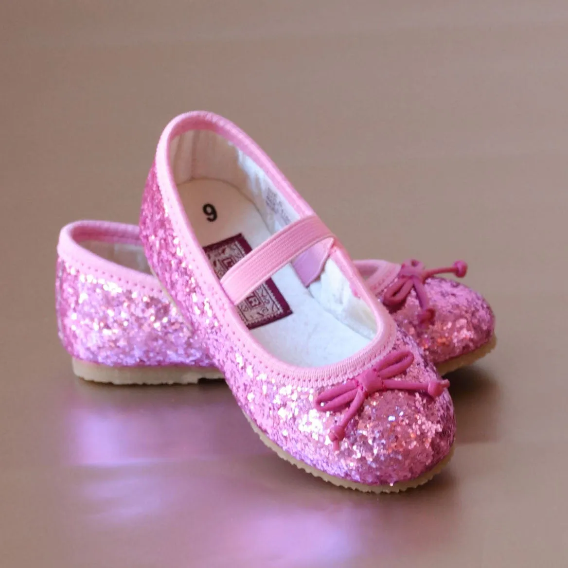 L'Amour Girls Glitter Ballet Flats