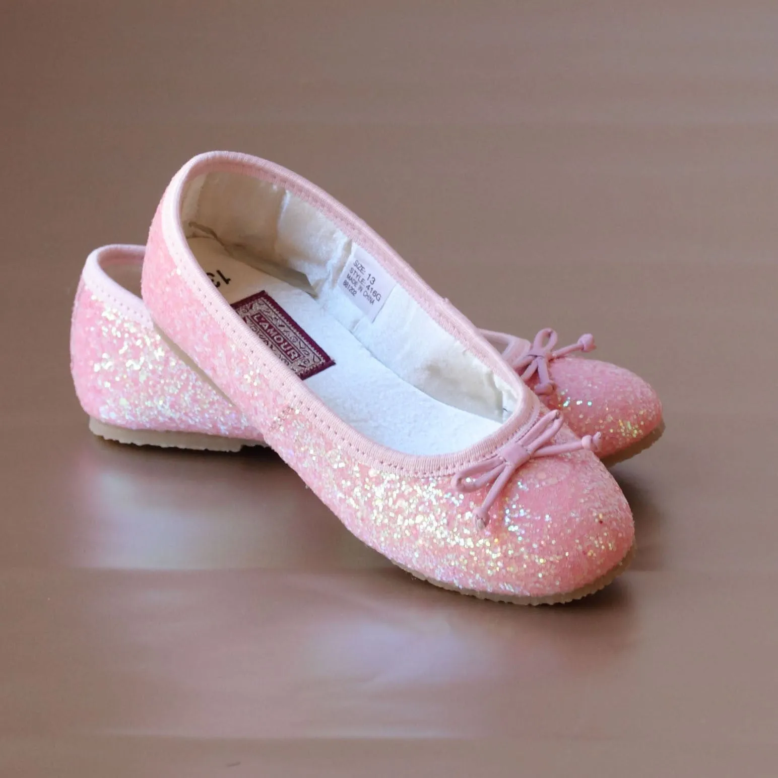 L'Amour Girls Glitter Ballet Flats