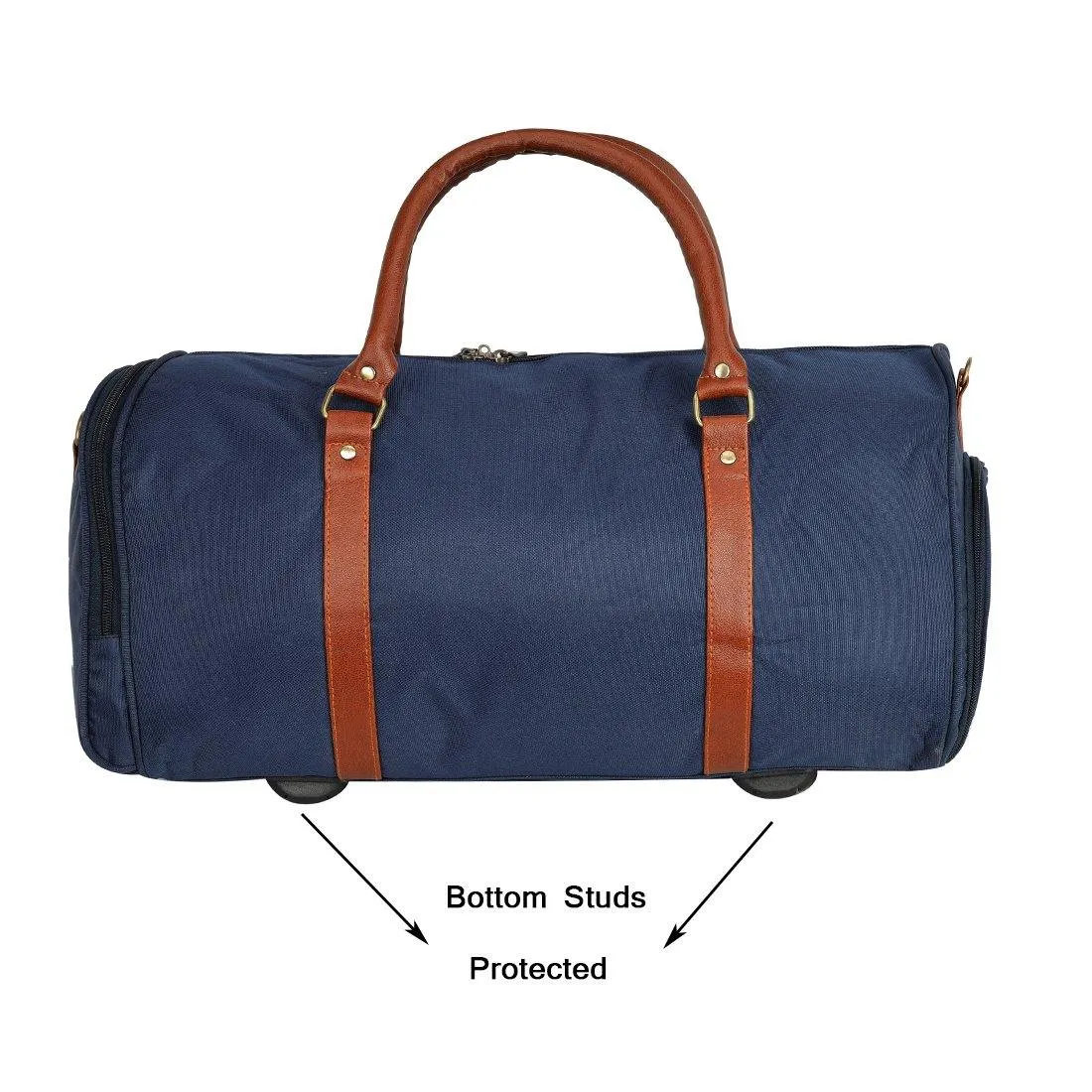 Leather World Blue Nylon Sports Gym Duffle Bag with Shoe Compartment