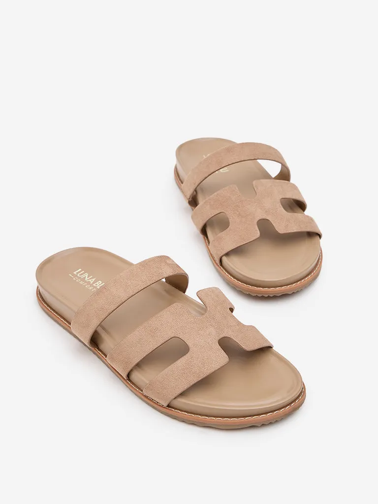 LUNA BLU Taupe Cut-Out Design Comfort Sandals