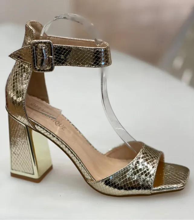 Melina Orange Shimmer Heel Sandals