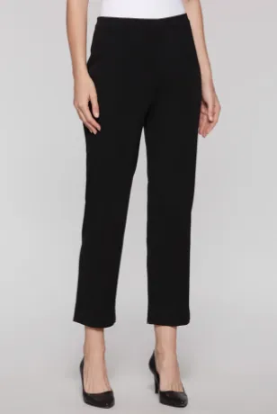 Ming Wang Plus Size Straight Leg Knit Ankle Pant - Black