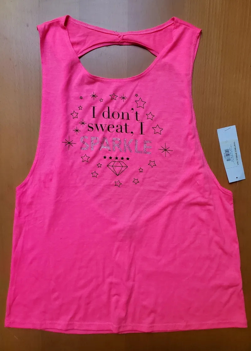 ON SALE Twist Back Sparkle Tank (Neon Pink, LA)