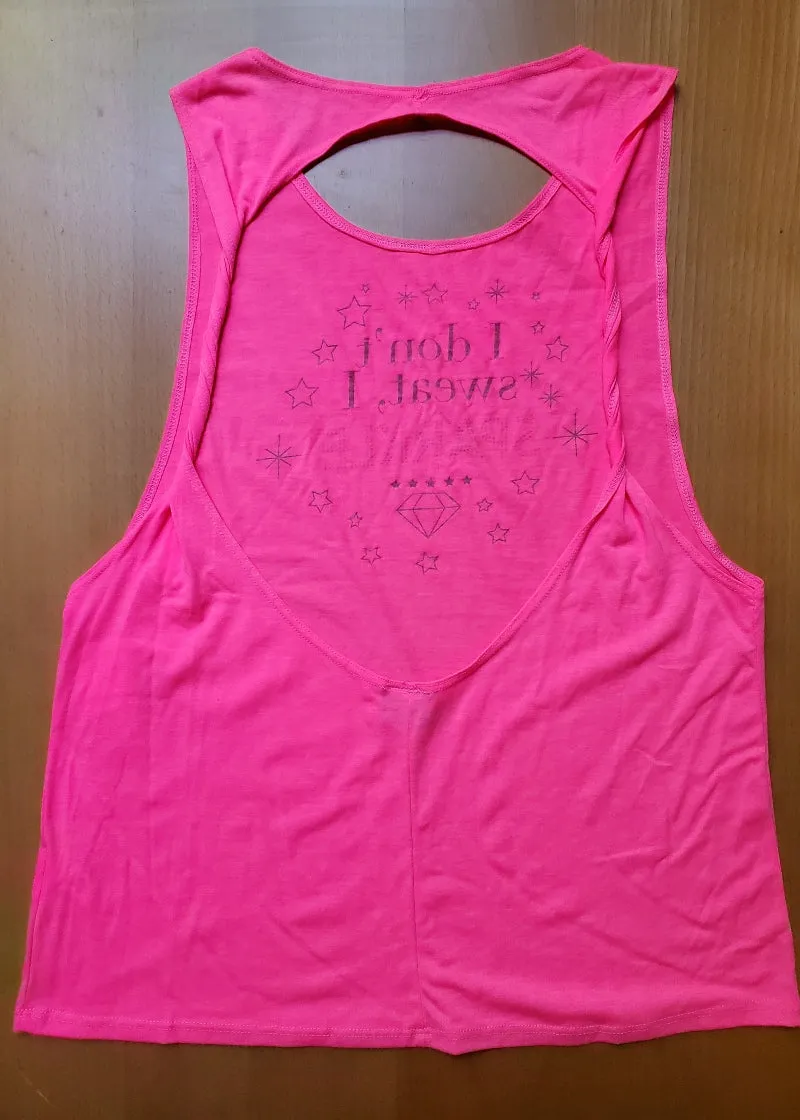 ON SALE Twist Back Sparkle Tank (Neon Pink, LA)