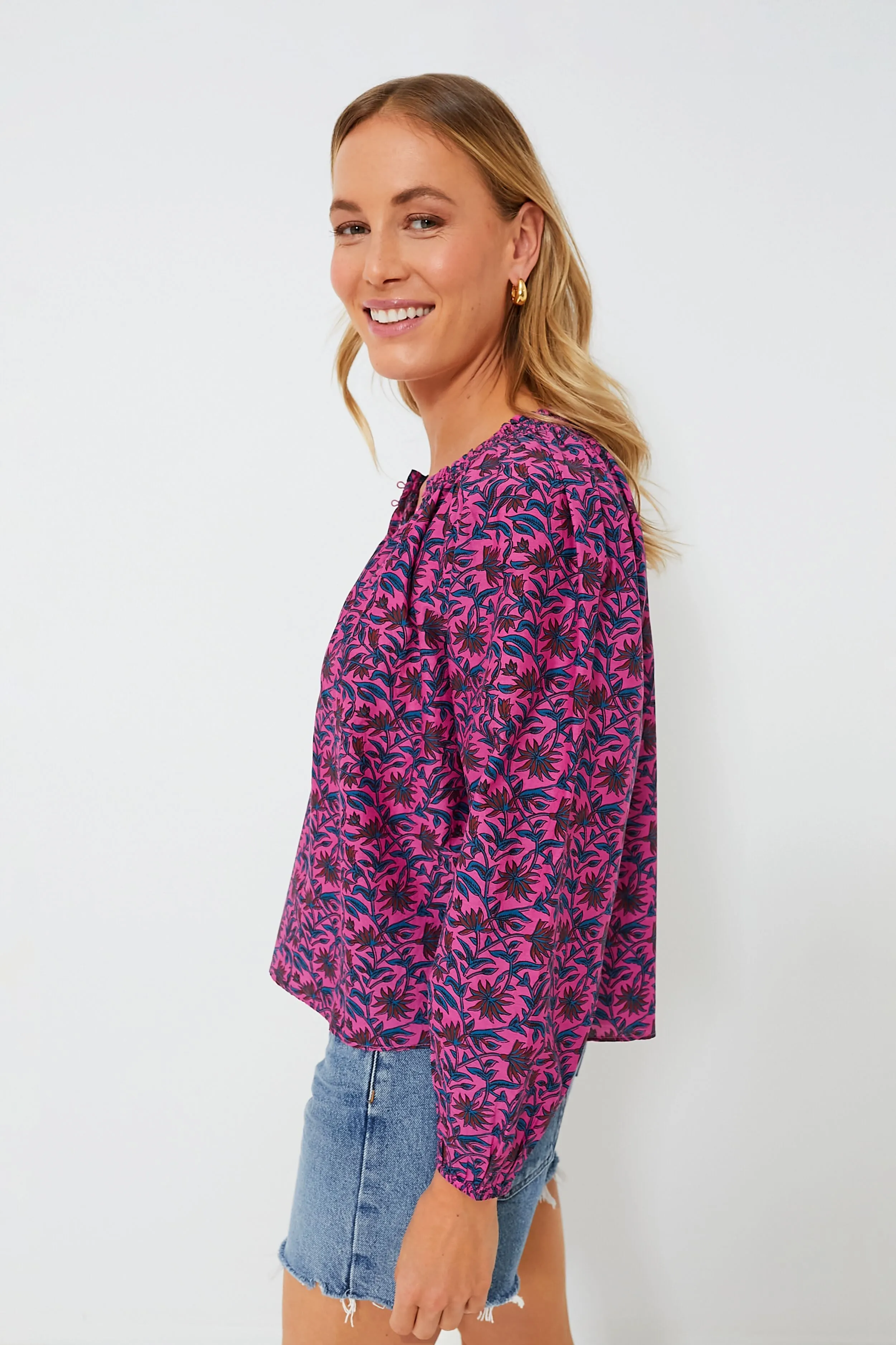 Palm Floral Fuchsia Esparta Top