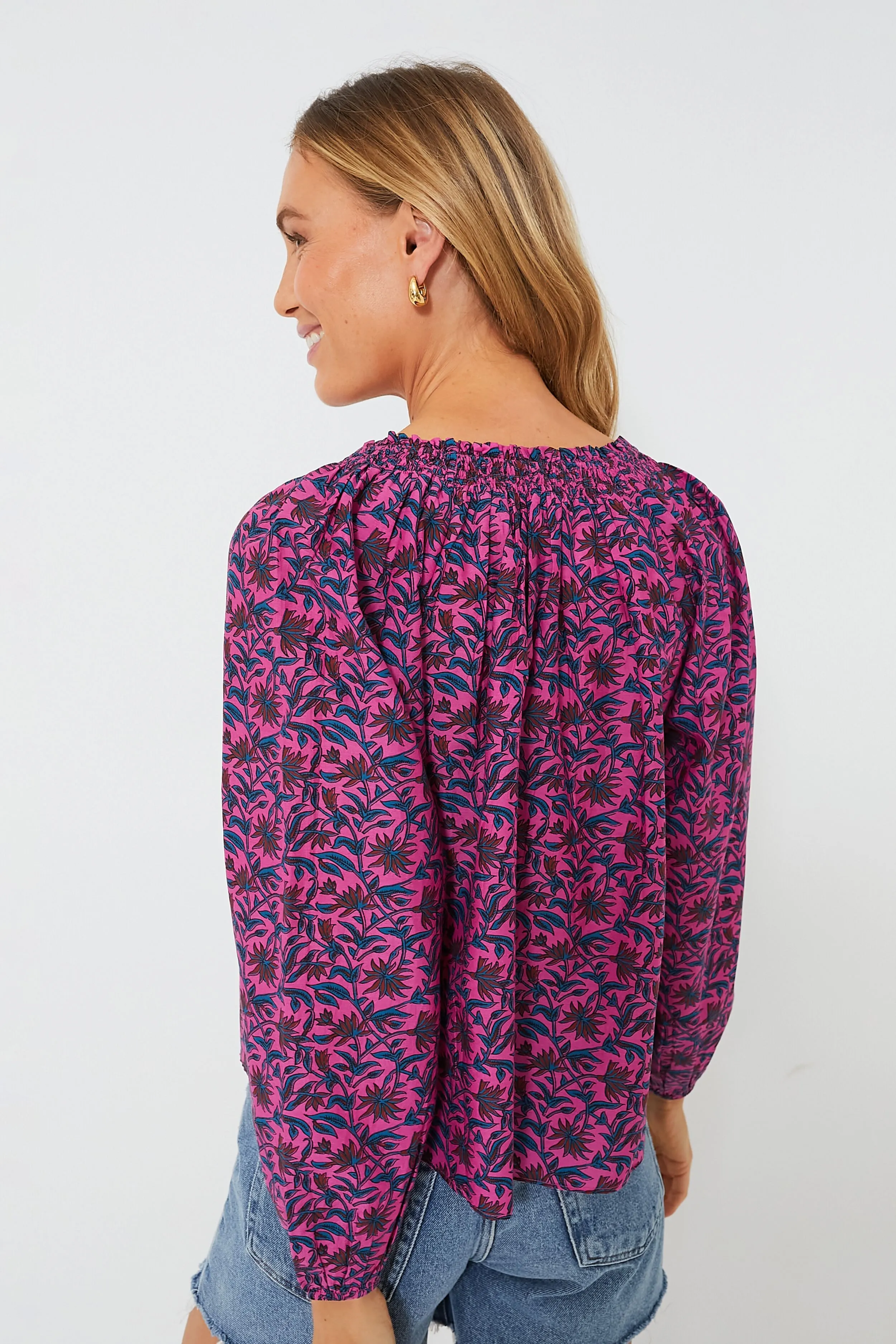 Palm Floral Fuchsia Esparta Top