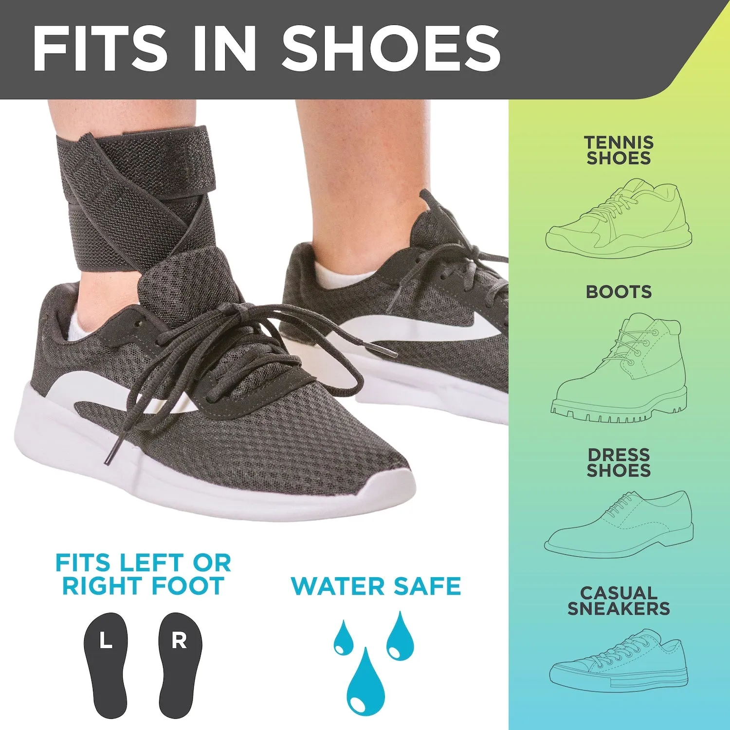 Plantar Fasciitis Day Ankle Brace | Daytime Splint Fits in Shoe for Peroneal & Achilles Tendonitis