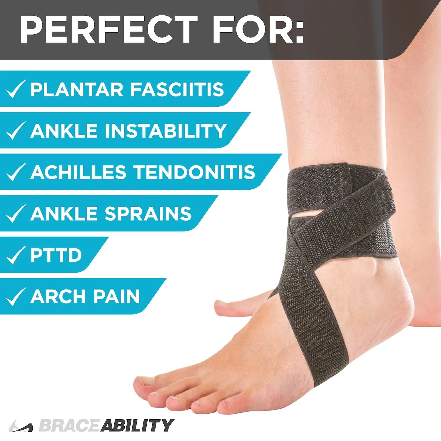 Plantar Fasciitis Day Ankle Brace | Daytime Splint Fits in Shoe for Peroneal & Achilles Tendonitis