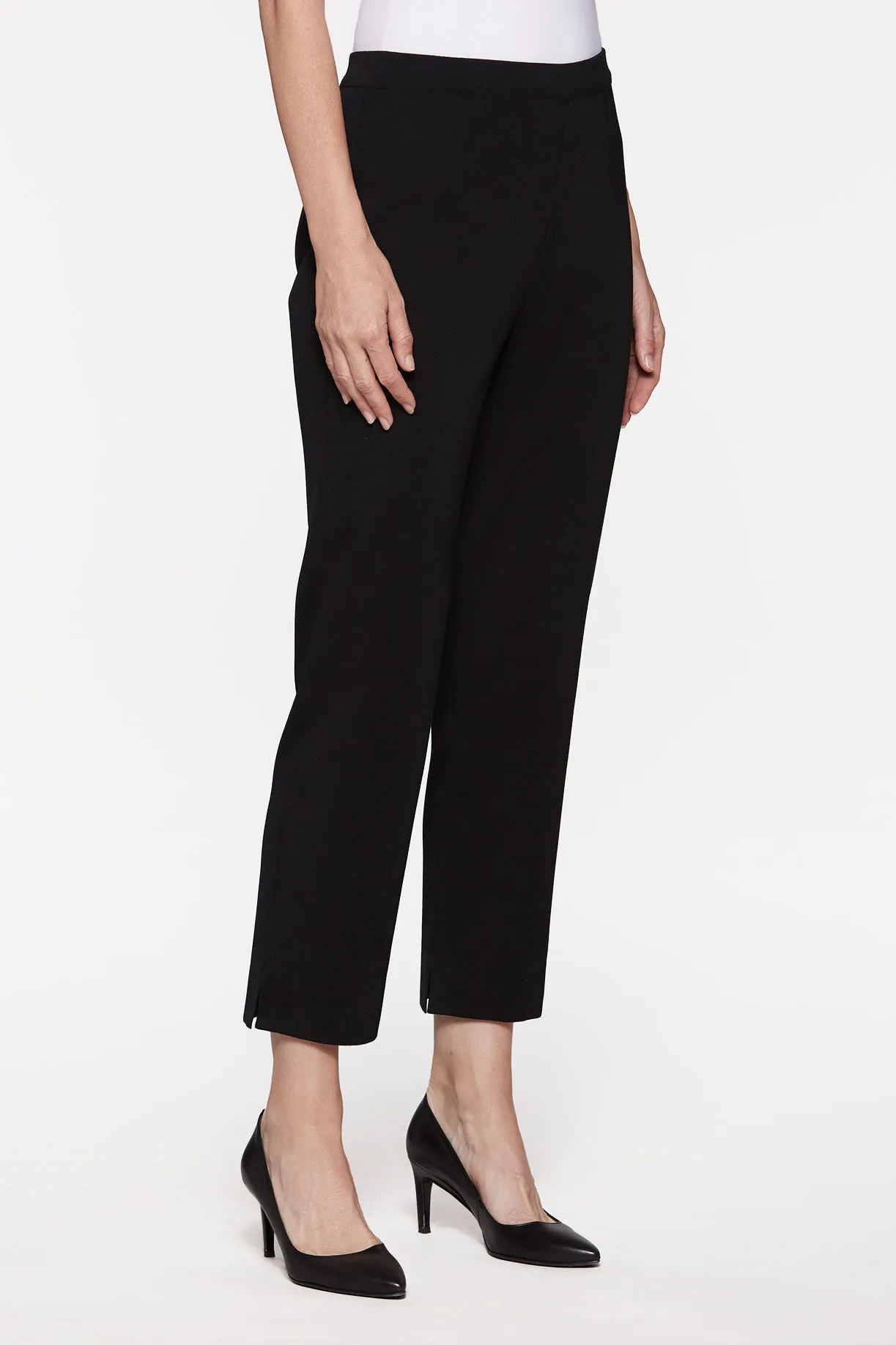 Plus Size Knit Straight-Leg Ankle Pants