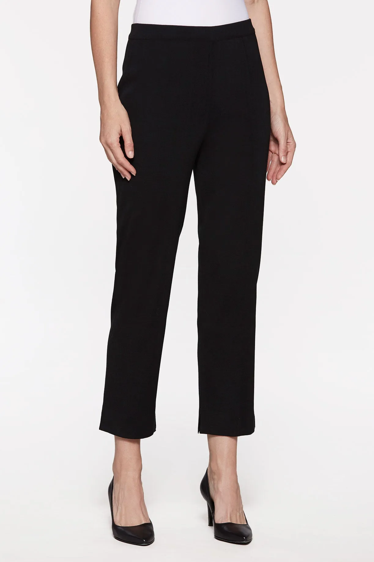 Plus Size Knit Straight-Leg Ankle Pants