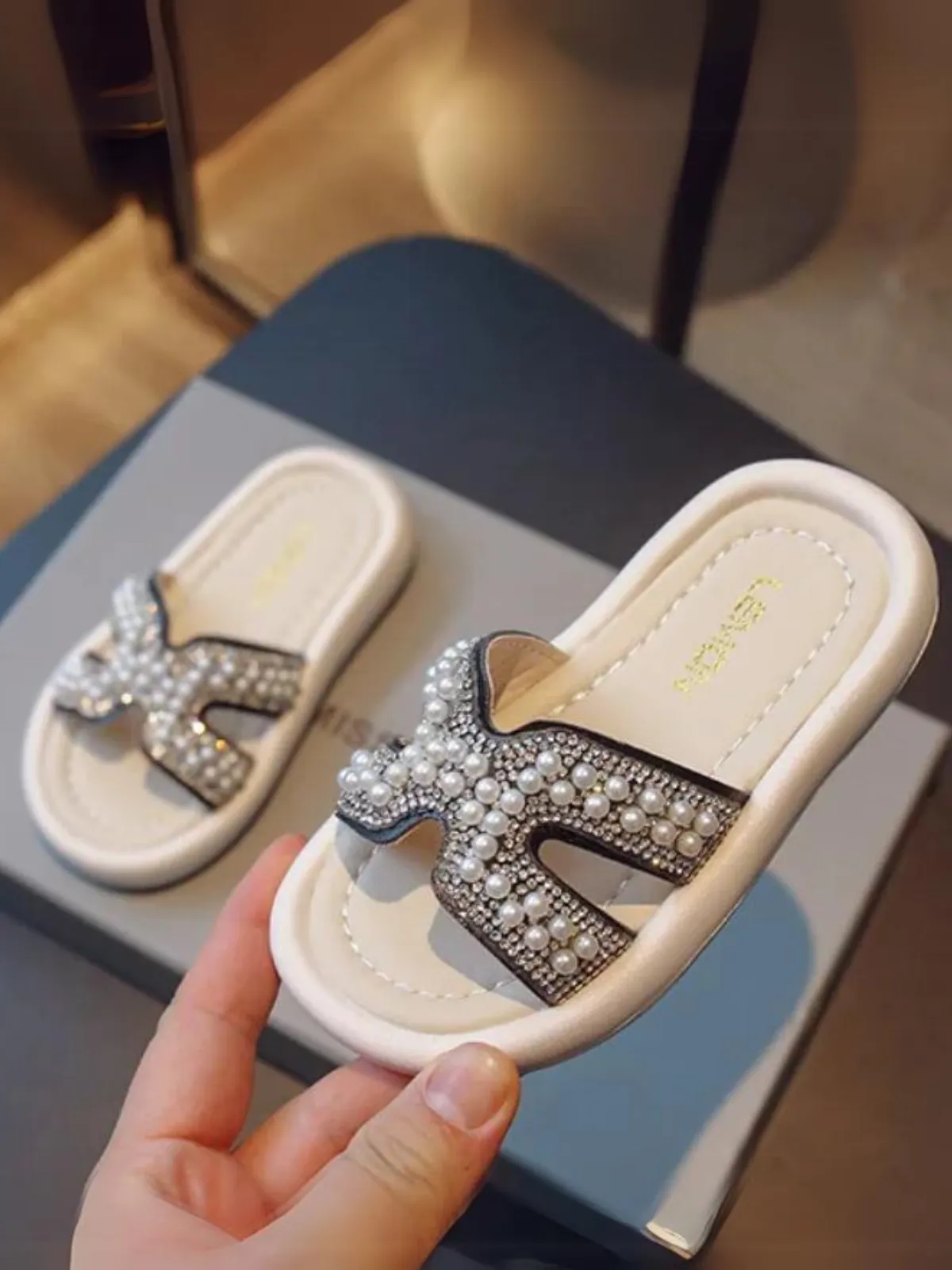 Poised and Pretty Pearl Slide Sandals By Liv and Mia