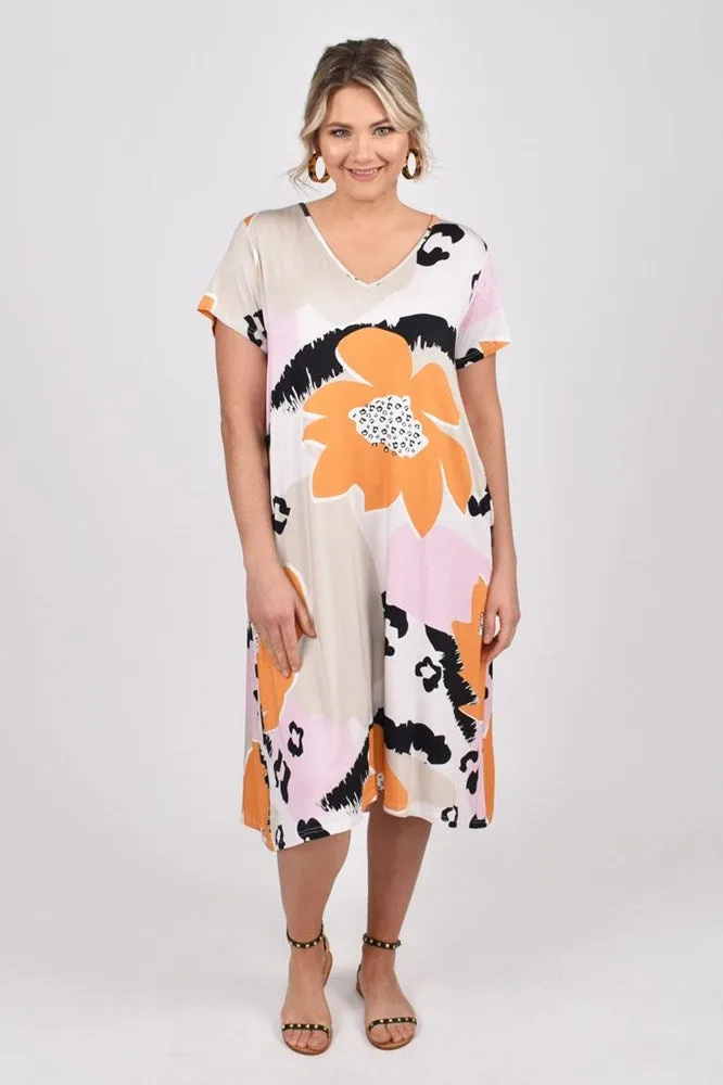 PQ Collection T-Shirt Dress in Blossom Leopard