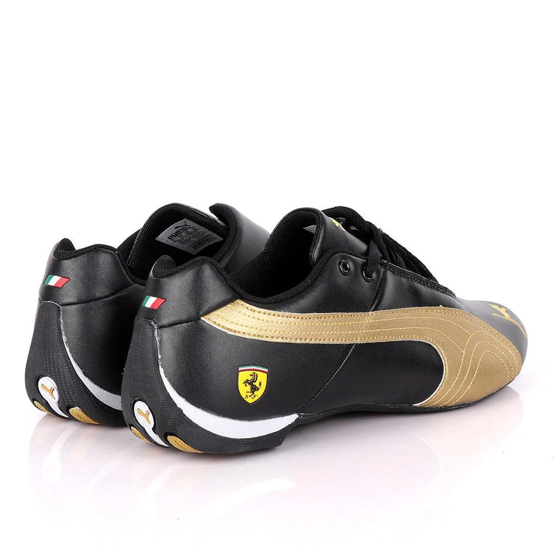 Puma Future Cat Black And Gold Leather Sneakers